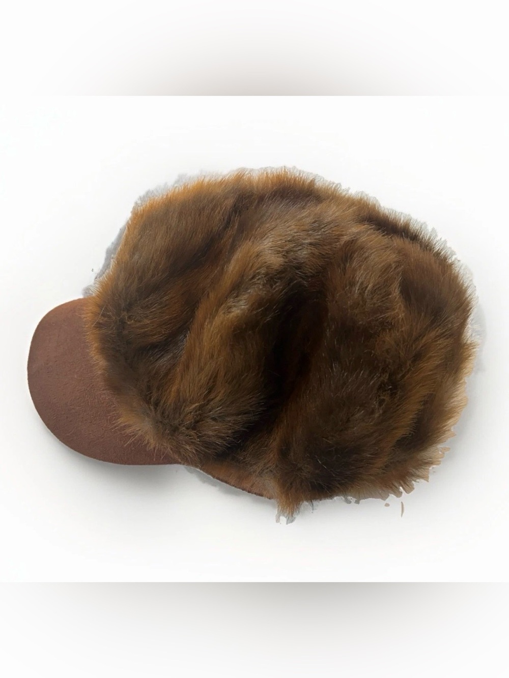 Soft Brown NINE WEST Brimmed Fur Winter Hat